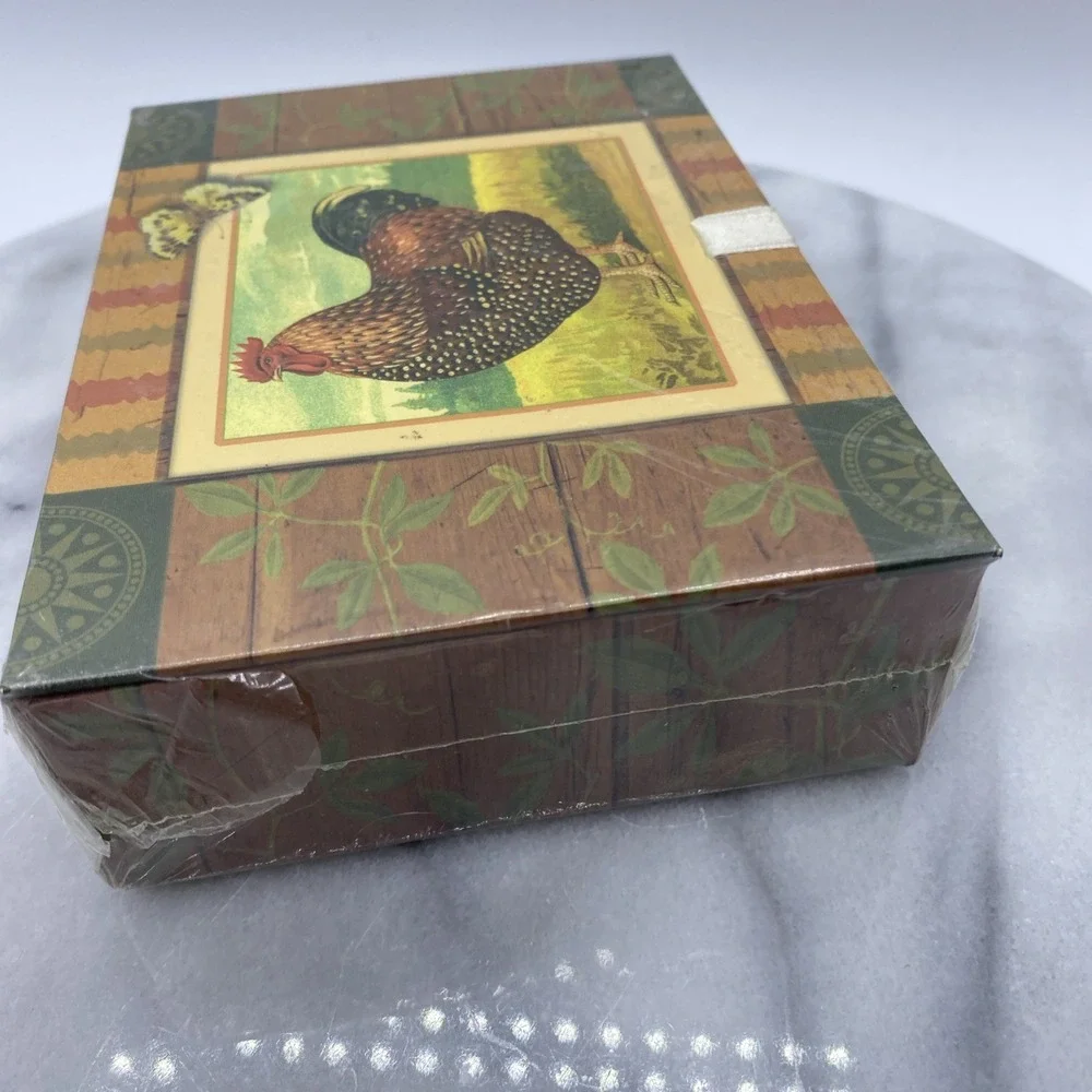 NEW Deborah Michel Folk Art Rooster Blank Notecards Keepsake Box Set of 20 Farm